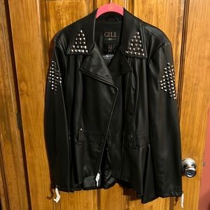 G. I. L. I. Faux leather peplum jacket with studs